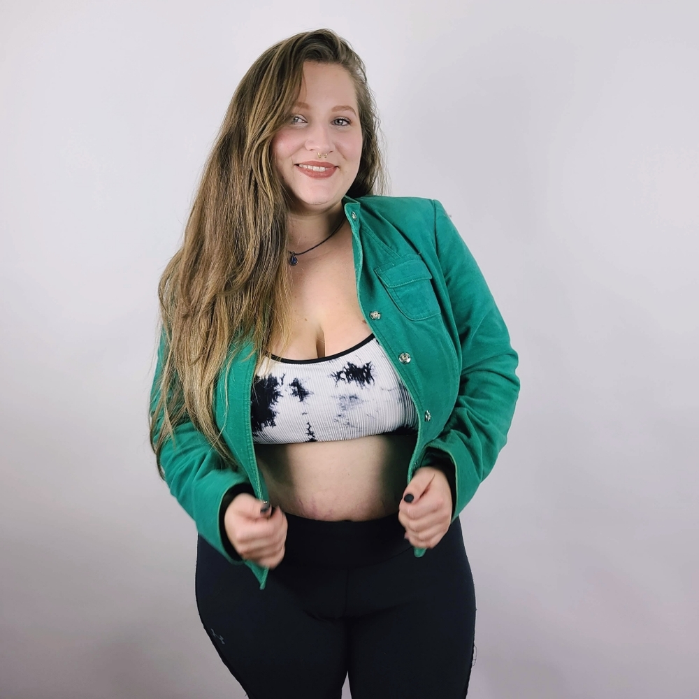 Green Blazer Petite Velvet